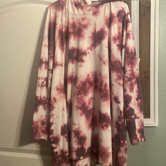 torrid Tops - Torrid tie -dye terry button side tunic hoodie